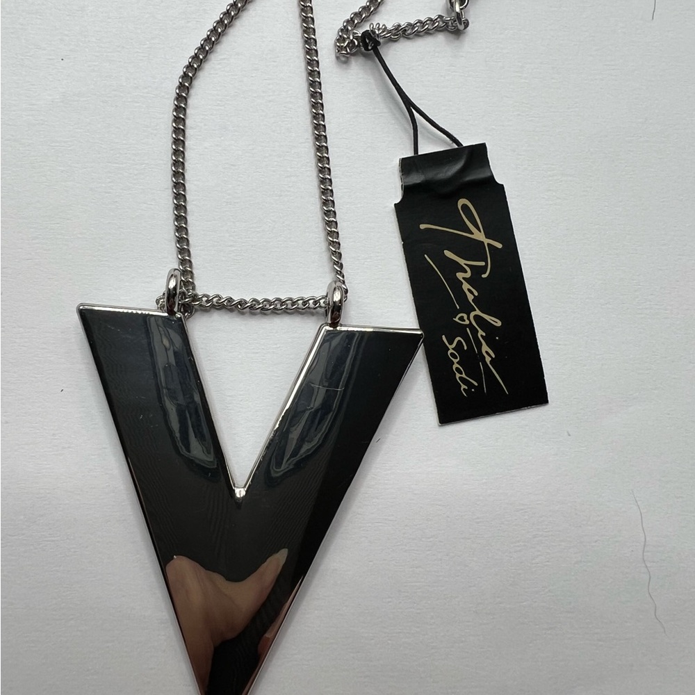 Thalia Sodi Silver Tone V-Shaped Necklace